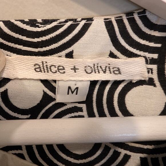 Alice + Olivia Mini Dress Geo Mod Retro Print Chic Classic - Size MMedium - Picture 7 of 8